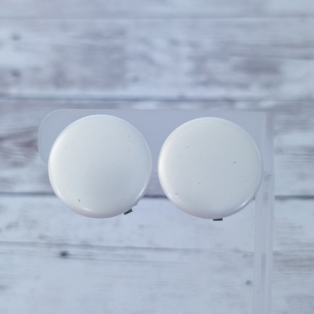 Vintage Clip On Earrings Retro Cream Circle - Condition Issues